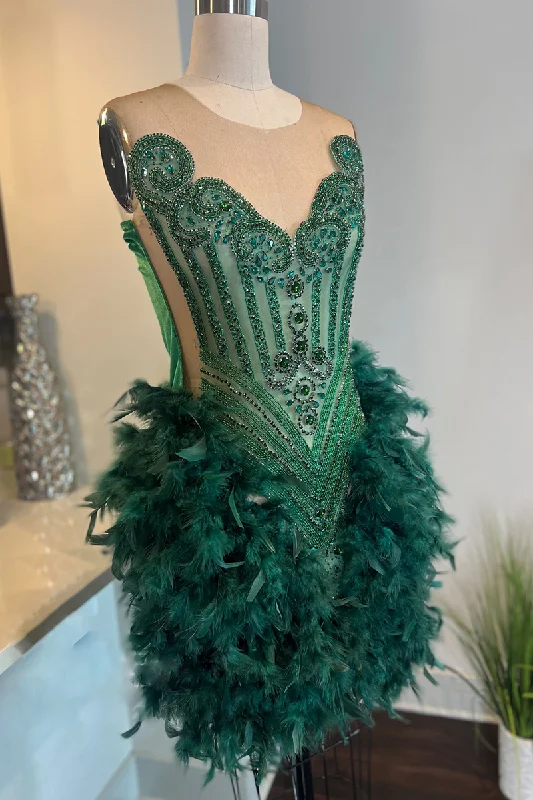 Illusion V Neckline Heavy Beads Feathers Short Party Dress Homecoming Dress for Black Women QH2511 Tunics Winter warm Illusion V Neckline Heavy Beads Feathers Short Party Dress Homecoming Dress for Black Women QH2511 Tunics Winter warm