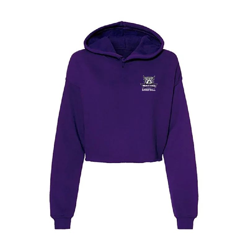 Weber - NCAA Women's Basketball : Dakota Nap - Women's Crop Fleece Hoodie Hoodie with Button Placket Classic Preppy