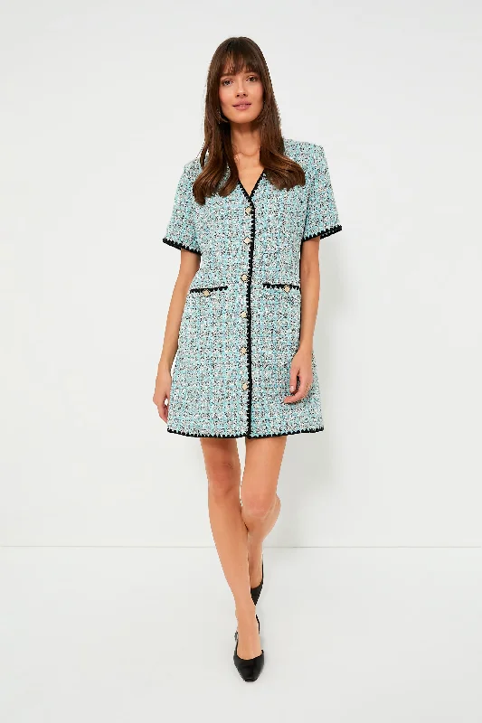 Blue Tweed Josephine Dress Tunic Top Casual