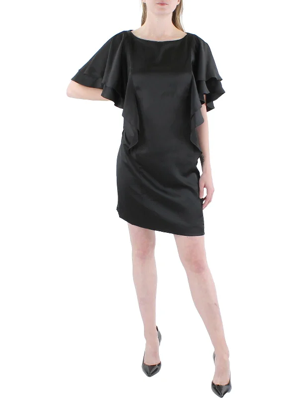 Womens Satin Ruffled Cocktail and Party Dress Tunics Practical durable