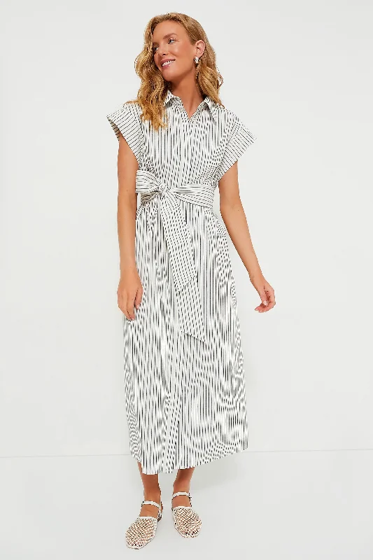 Linen Stripe Callie Dress Floral Print girly
