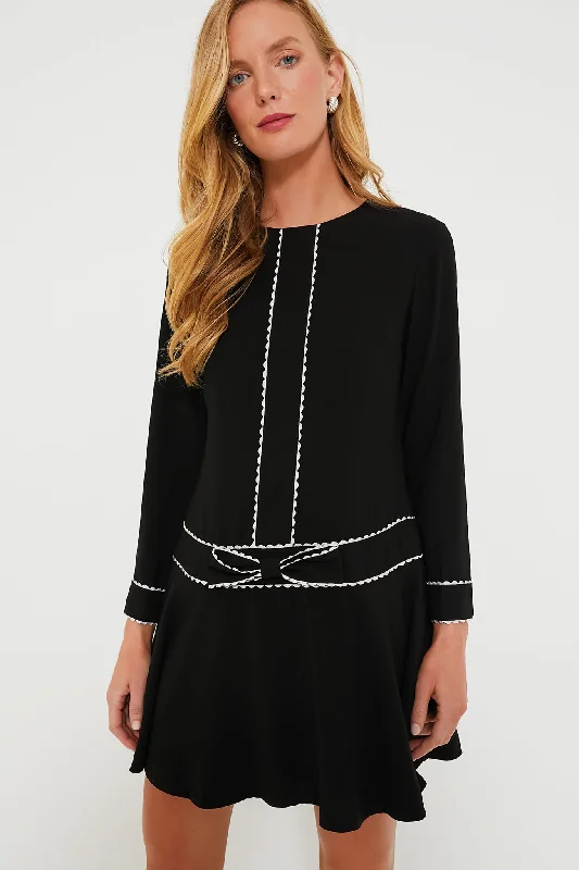 Black Isabel Bow Dress Tunics Fleece cozy