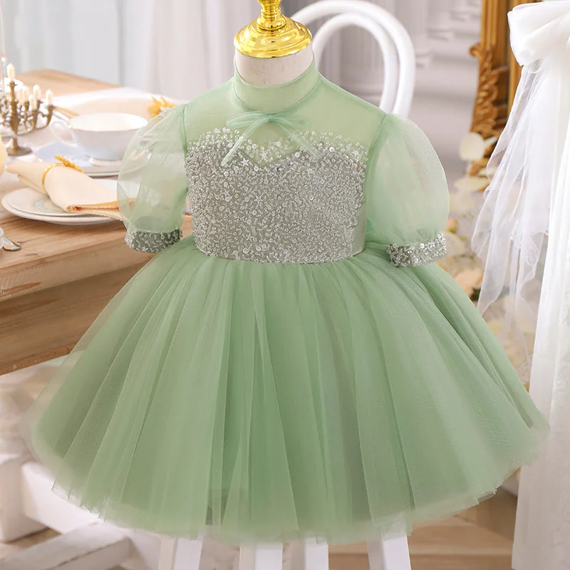 Baby Girl Summer Green Bow Puffy Girl Dress Princess Party Dress Tunics Short Trendy Baby Girl Summer Green Bow Puffy Girl Dress Princess Party Dress Tunics Short Trendy