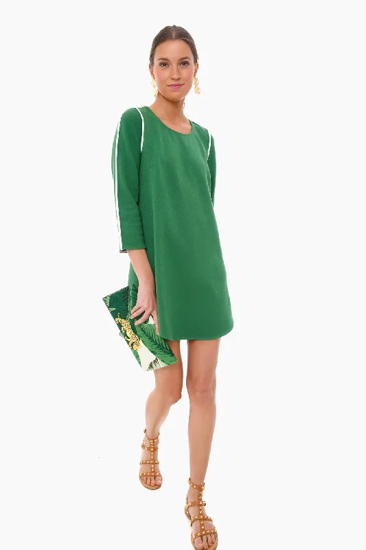 Green Seamed Shift Dress Tunics Sophisticated sleek
