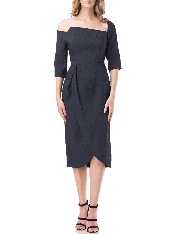Elisa Womens Midi Off-The-Shoulder Cocktail and Party Dress Tunics Plaid country