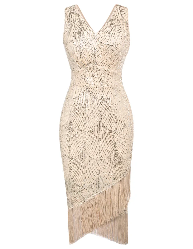 Sequined Party Dress Sleeveless V-Neck Tassel Decorated Wrap Hem Dress Turtleneck Warm Winter Sequined Party Dress Sleeveless V-Neck Tassel Decorated Wrap Hem Dress Turtleneck Warm Winter