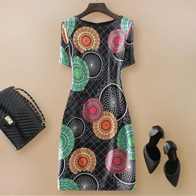 Summer Women's Mid-length Dress Short-sleeved Temperament Was Thin Belly-reducing Dress Tunics Recommended stylist Summer Women's Mid-length Dress Short-sleeved Temperament Was Thin Belly-reducing Dress Tunics Recommended stylist