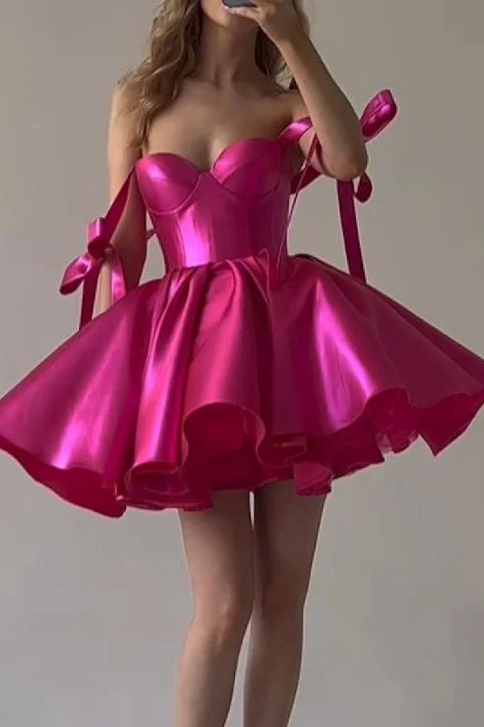 Ball Gown Sweetheart Satin Cute Homecoming Party Dress QH2356 Tunics Floral girly