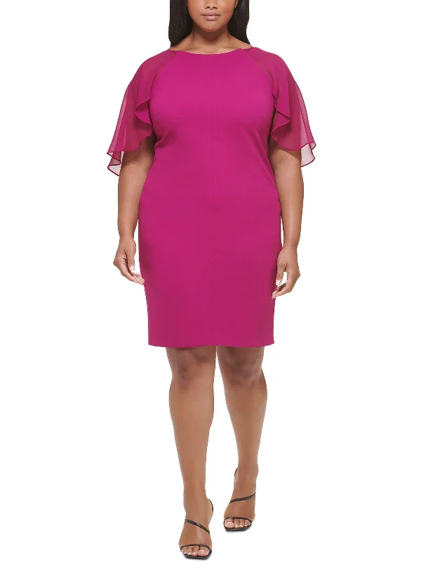Plus Womens Knit Cape Sleeves Cocktail and Party Dress Tunics Cozy comfortable
