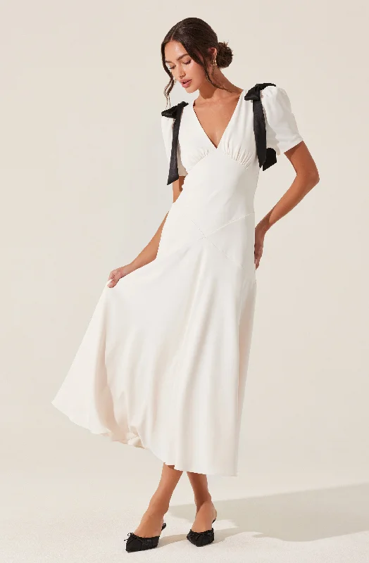 Ciela Bow Puff Sleeve Dress Tunics Corduroy durable