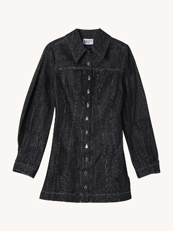 Long Sleeve Mini Dress in Denim Elegant Lace Mini Dress