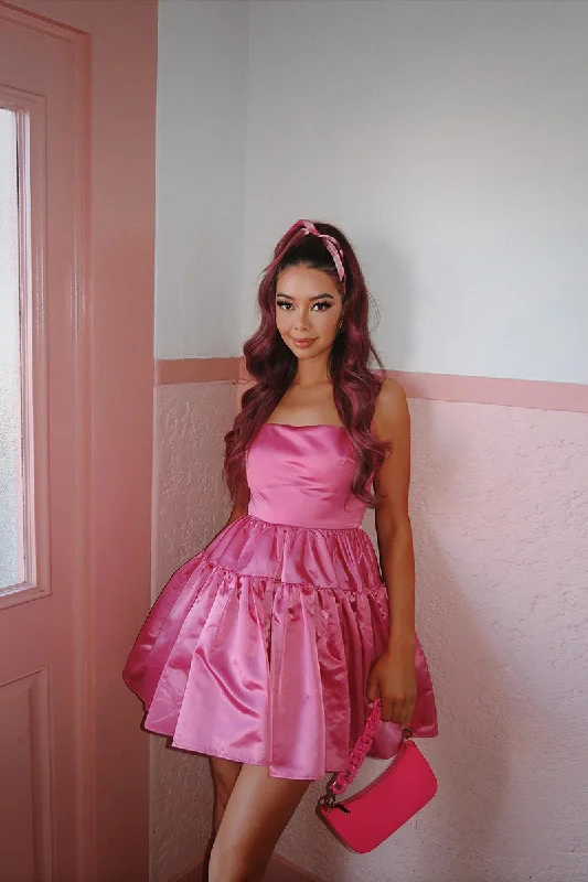 A Line Square Candy Pink Homecoming Dress Short Party Dress QH2499 Tunics Wedding white A Line Square Candy Pink Homecoming Dress Short Party Dress QH2499 Tunics Wedding white