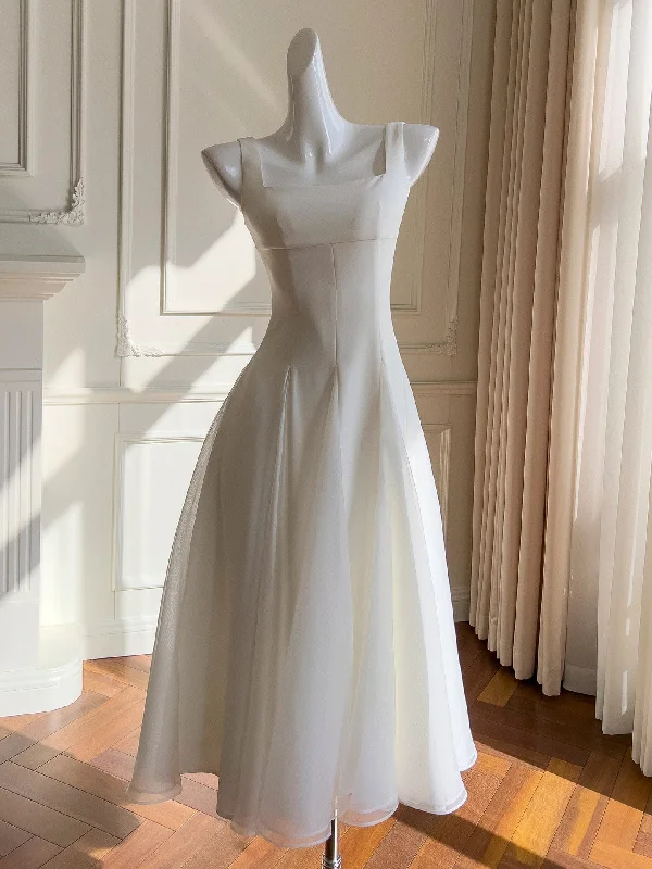 Structured Bodice Voluminous Skirt White Party Dress Tunics Winter warm