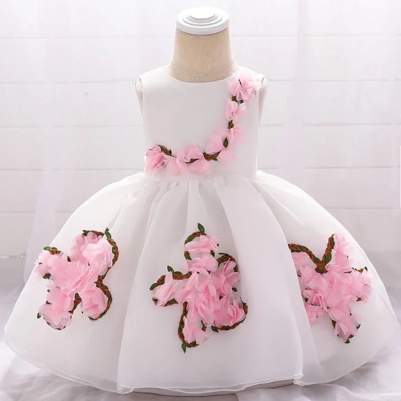 Flower Girl Dress Toddler Summer Princess Dress Sleeveless Petal Formal Party Dress Square Neckline Feminine Flower Girl Dress Toddler Summer Princess Dress Sleeveless Petal Formal Party Dress Square Neckline Feminine