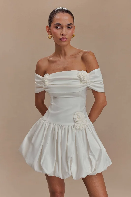 Giovanna Off Shoulder Mini Dress - White Trendy Cut-Out Mini Dress
