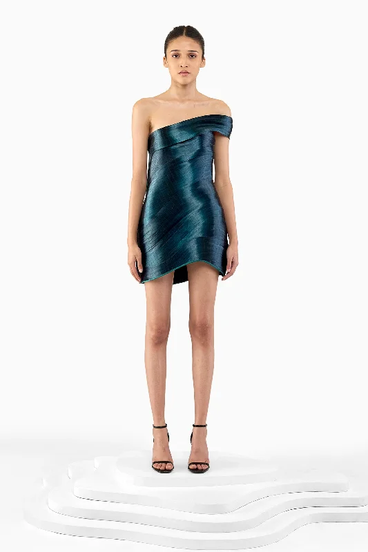 SCULPTED METAL MINI DRESS Trendy Floral Mini Dress