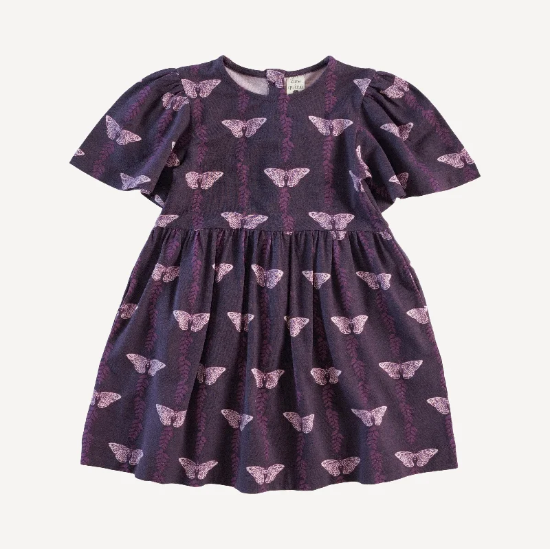bell sleeve dress | purple butterfly vine | bamboo Cowl Neckline Elegant