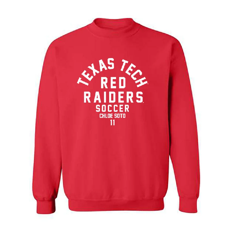 Texas Tech - NCAA Women's Soccer : Chloe Soto - Classic Fashion Shersey Crewneck Sweatshirt Hoodie with Emblem Brand Identity Texas Tech - NCAA Women's Soccer : Chloe Soto - Classic Fashion Shersey Crewneck Sweatshirt Hoodie with Emblem Brand Identity