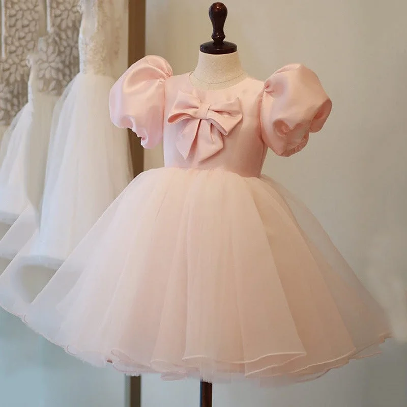 Baby Girl Formal Princess Dress Girl Summer Puff Sleeve Bow Knot Fluffy Birthday Party Dress Toddler Ball Gowns Tunics Versatile functional Baby Girl Formal Princess Dress Girl Summer Puff Sleeve Bow Knot Fluffy Birthday Party Dress Toddler Ball Gowns Tunics Versatile functional