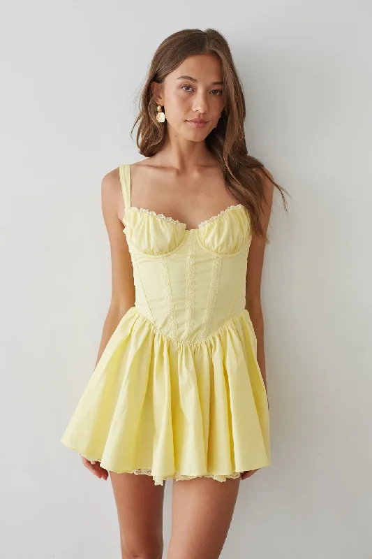 Belle Lace Trim Corset Fit and Flare Mini Dress Stylish Summer Mini Dress