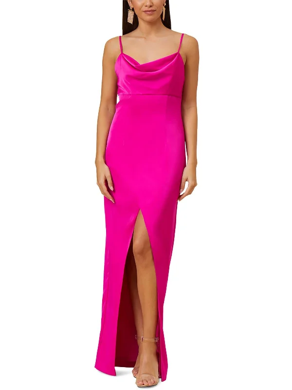 Womens Satin Cowl Neck Evening Dress Tunics Exclusive limited