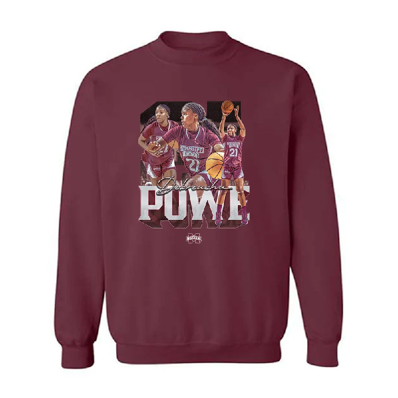 Mississippi State - NCAA Women's Basketball : Debreasha Powe - Player Collage Crewneck Sweatshirt Hoodie with Batwing Sleeves Loose Dramatic Mississippi State - NCAA Women's Basketball : Debreasha Powe - Player Collage Crewneck Sweatshirt Hoodie with Batwing Sleeves Loose Dramatic