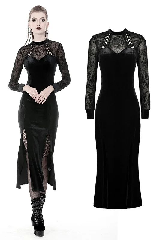 Gothic long velvet slim party dress  DW368 Tunics Modern contemporary