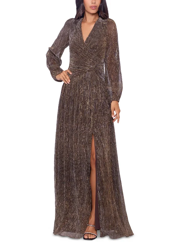 Womens Metallic Long Evening Dress Tunics Long Elegant