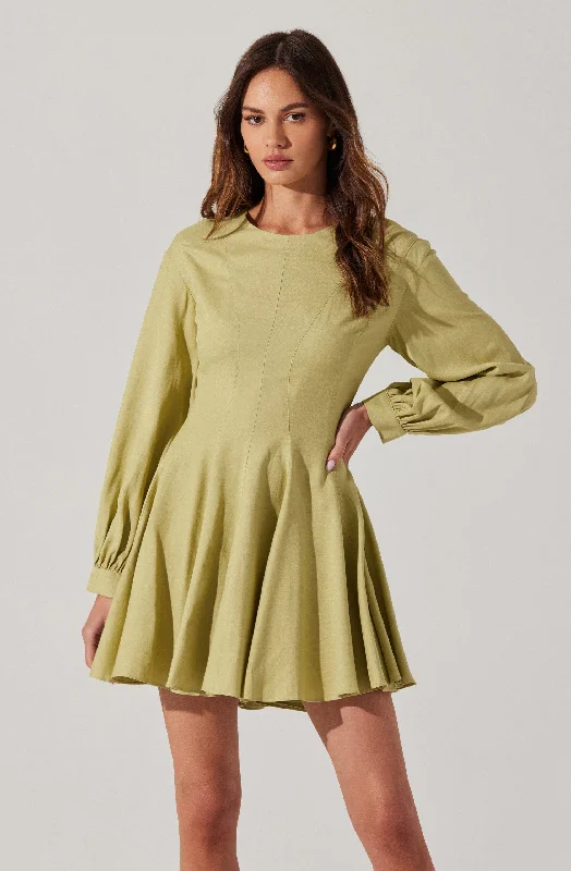 Elowyn Linen Blend Skater Dress Tunics Running lightweight