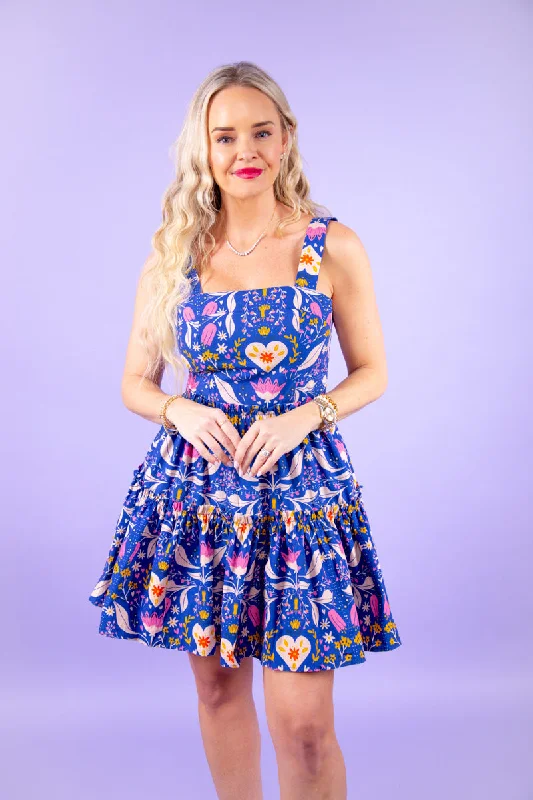 Folk Love Mini Dress Fashionable Lace-Trim Mini Dress
