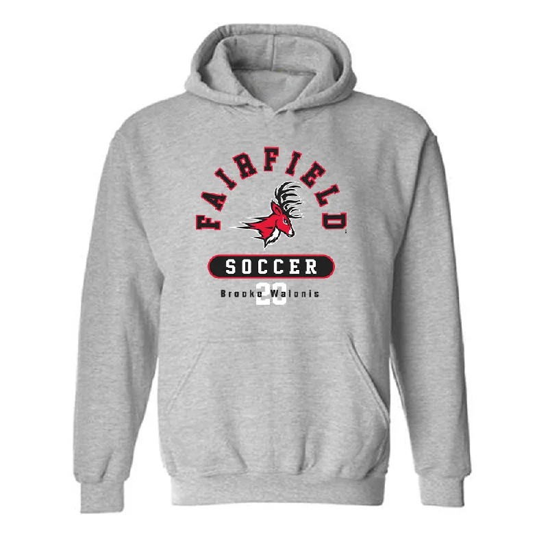Fairfield - NCAA Women's Soccer : Brooke Walonis - Classic Fashion Shersey Hooded Sweatshirt Hoodie with Hem Raw Edge Edgy Unfinished Fairfield - NCAA Women's Soccer : Brooke Walonis - Classic Fashion Shersey Hooded Sweatshirt Hoodie with Hem Raw Edge Edgy Unfinished
