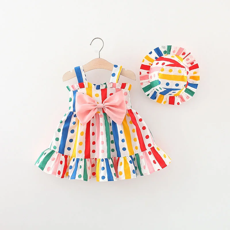Baby Girl Colorful Striped Original Suspender Princess Dress Off-the-shoulder Chic Trendy Baby Girl Colorful Striped Original Suspender Princess Dress Off-the-shoulder Chic Trendy
