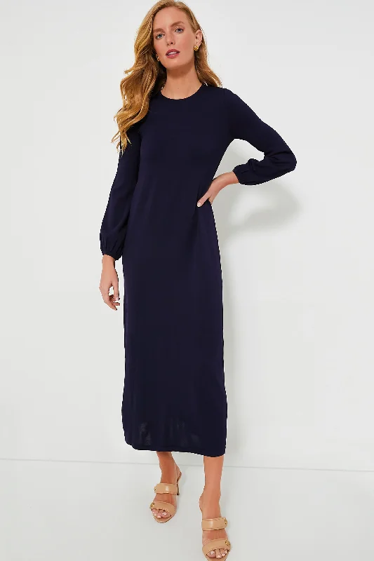 Navy Double Knit Lennox Dress Tunics Office stylish