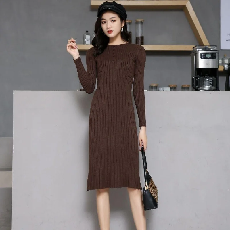 All-match Feminine Dress Fashion Temperament Slim Slimming Long-sleeved Knitting Mid-length Bag Hip Skirt Tunics Top rated All-match Feminine Dress Fashion Temperament Slim Slimming Long-sleeved Knitting Mid-length Bag Hip Skirt Tunics Top rated