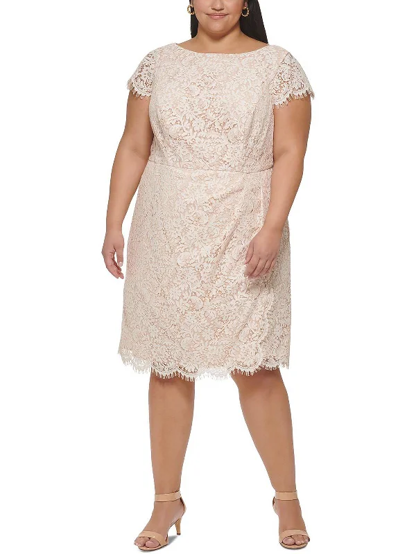 Womens Lace Scalloped Shift Dress Tunics Bestseller popular