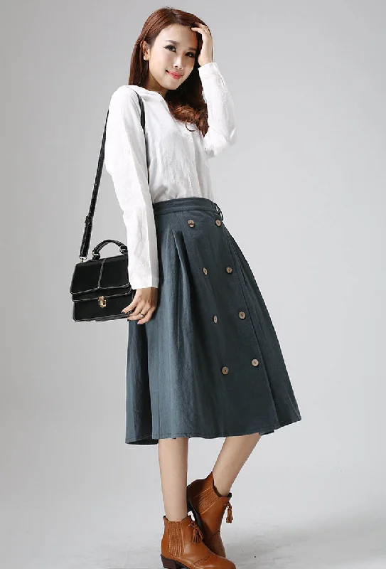 Casual linen dress woman Midi skirt with button detail 0823# Tunics Versatile functional Casual linen dress woman Midi skirt with button detail 0823# Tunics Versatile functional