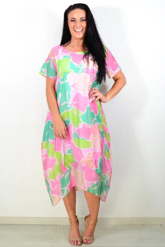 Pink Lime Short Sleeves Tunic Dress Tunics Designer luxury