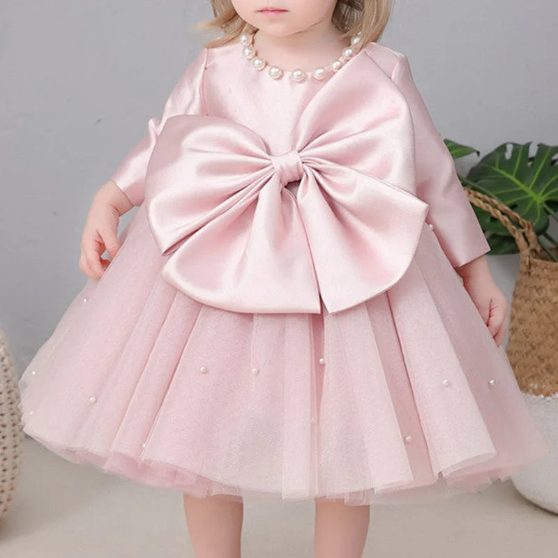 Baby Girl Bow Formal Princess Dress Toddler Birthday Party Dress Girl Formal Princess Dresses Tunics Print Colorful