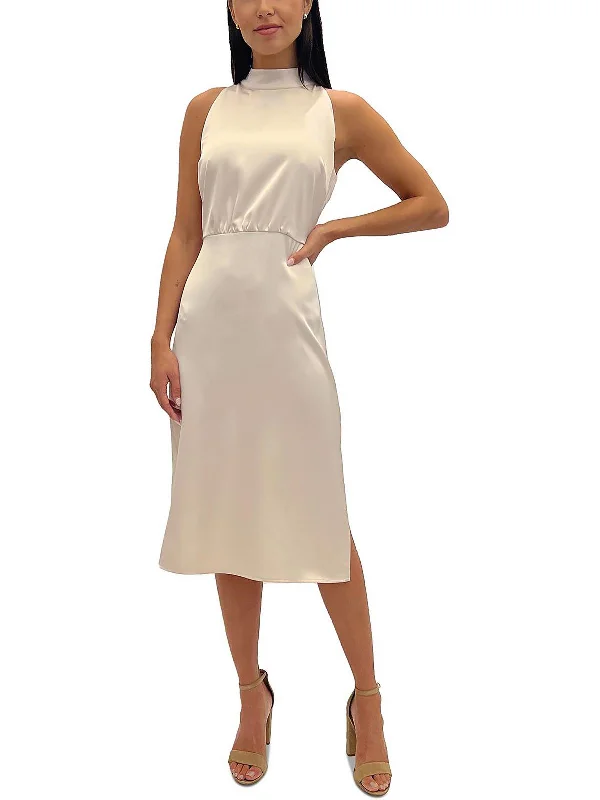 Womens Tie Neck Long Cocktail and Party Dress Tunics Denim casual