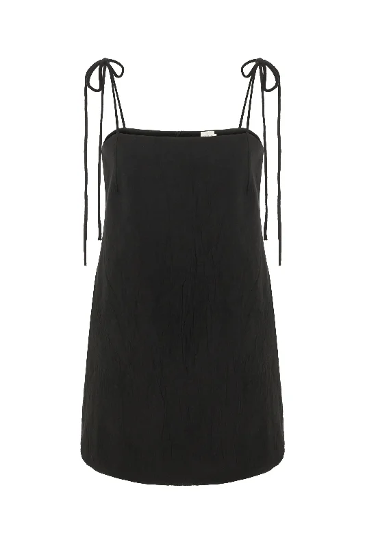 The Handloom 100% Organic Love Buzz Black Mini Dress Trendy Button-Detail Mini Dress