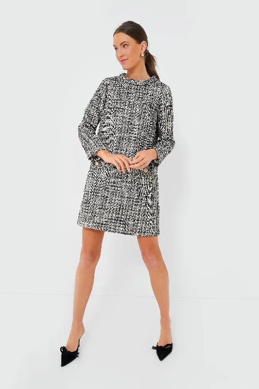 Smoke and Mirrors Long Sleeve Tweed Jackie Dress Tunics Wedding white