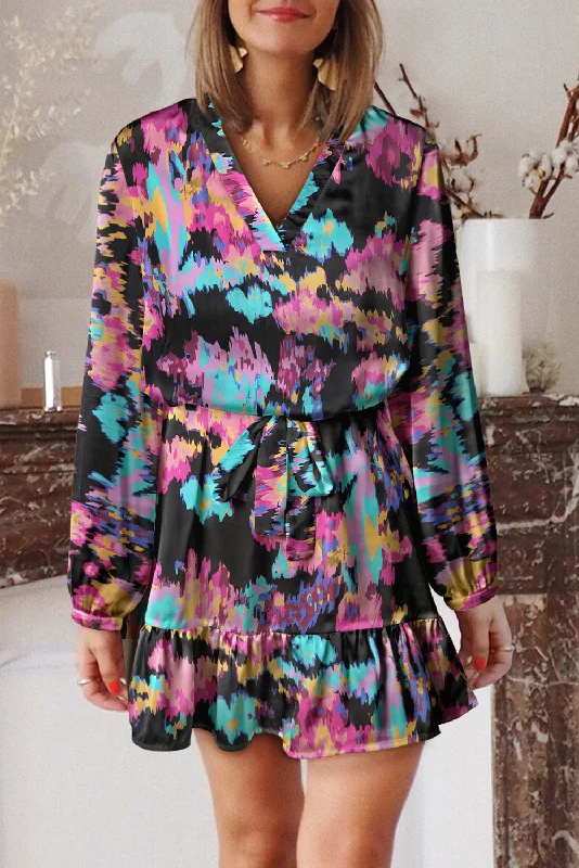 Women Casual Spring Summer Dresses Print Ruffled High Waist Mini Dress Cozy A-Line Mini Dress Women Casual Spring Summer Dresses Print Ruffled High Waist Mini Dress Cozy A-Line Mini Dress