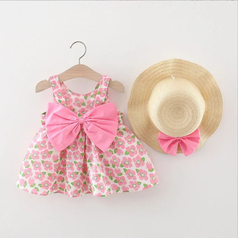 Cute Baby Girl Printed Bow Dress Turtleneck Warm Winter