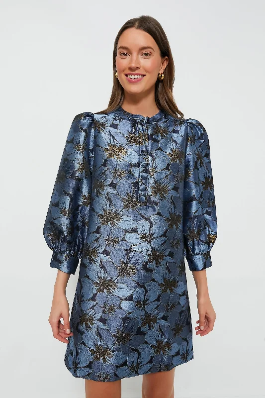 Blue Blossom Jacquard Samantha Dress Tunics Formal black