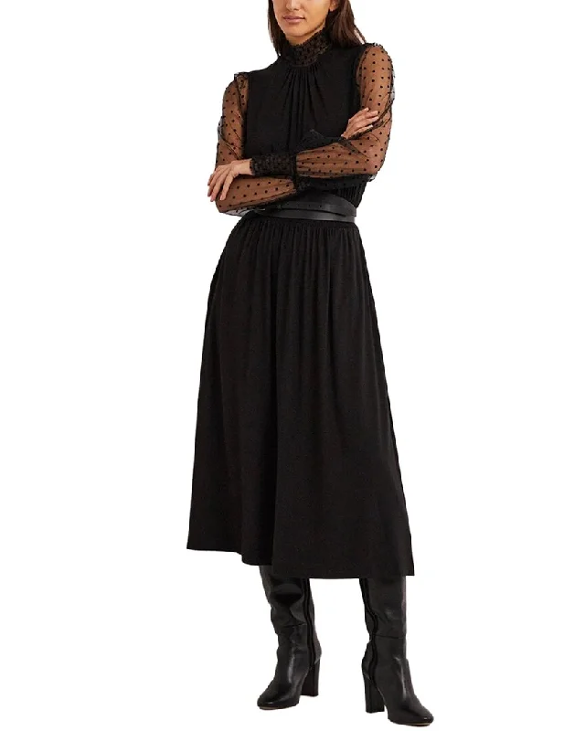 Boden Tulle Sleeve Midi Party Dress Off-the-shoulder Chic Trendy