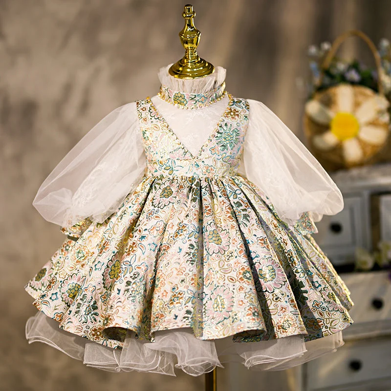Baby Girl Birthday Party Dress Long Sleeve Flower Girl Dress Princess Dress Tunics Bridal satin Baby Girl Birthday Party Dress Long Sleeve Flower Girl Dress Princess Dress Tunics Bridal satin