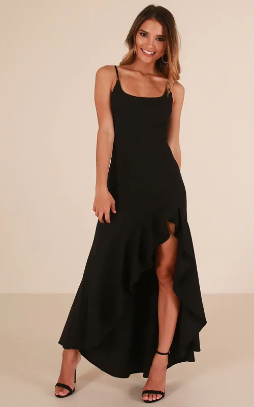 Asymmetric Cami Flounce Long Dress Tunics Brand named