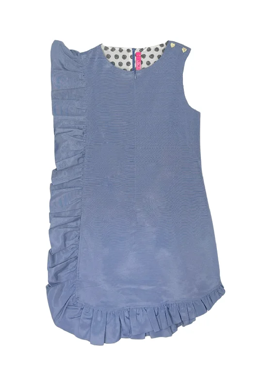 Anniversary Ruffle Mini Dress - Periwinkle Faille Trendy Mesh Mini Dress