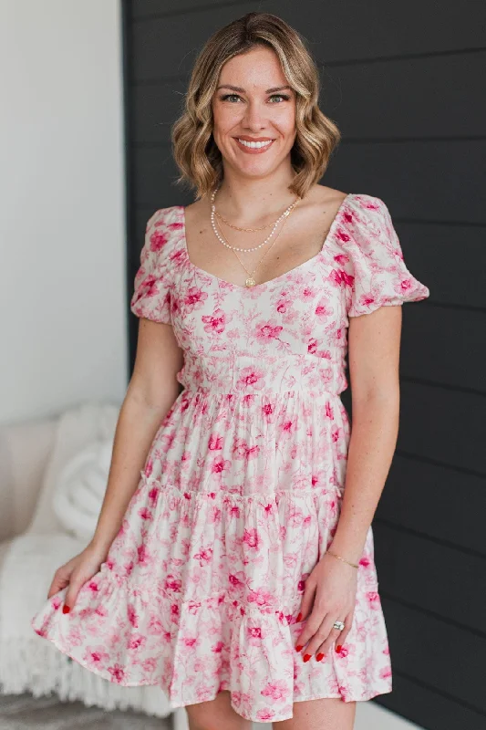 Always Enough Floral Mini Dress- Pink Trendy Lace Mini Dress