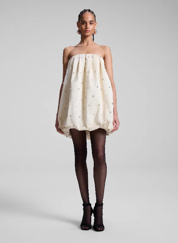 Holly Strapless Embellished Mini Dress Fashionable Lace-Trim Mini Dress